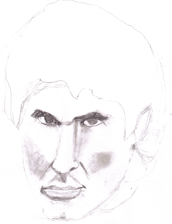 pencil drawing of David Hasselhoff