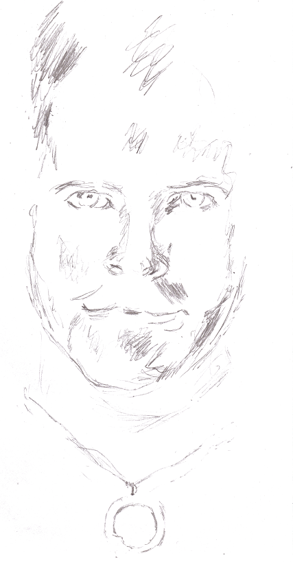 pencil drawing of Josh Gates from Destination Truth